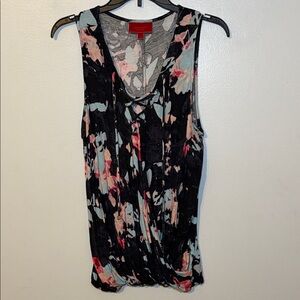 Jennifer Lopez Multicolor Lace-Up Tank Top